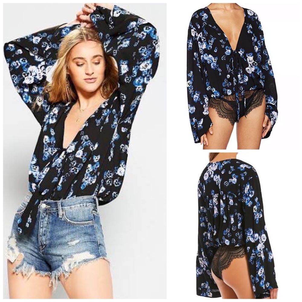 Free People Forties Feel Bell Sleeve Bodysuit NWT✨